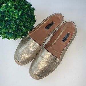 Halogen Gold Leather Espadrille Flats Size 8.5